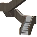 Modern Geometric Interior Staircase With Wooden Steps And Metal Handrail Design