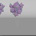 Star Shaped Inflatable Decorations with Pink Purple Green Gradient Metallic Luster Supported by Thin Rods