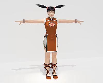 Modern game character Kung Fu girl character 3d model
