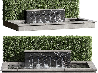 Courtyard waterfall water sketch model