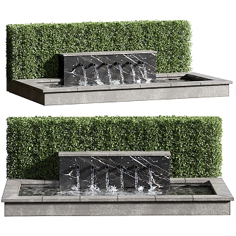 Courtyard waterfall water sketch 3d model