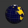 Blue And Yellow Globe With Highlighted Australia Continent On Dark Background