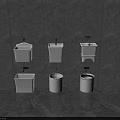 White Ceramic Bathroom Accessories With Wall Mounted And Floor Standing Designs On Gray Marble Wall