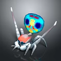 3D Spider Model With Colorful Thermal Head Red White Body And White Legs