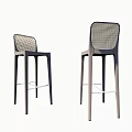 Modern Bar Stools With Woven Backrest And Sleek Tall Legs Design