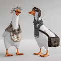 Cute Goose Dolls Wearing Hats Scarves Apron And Pilot Cap With Bag