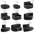 Modern Curved Modular Sectional Sofa in Gray with Comfortable Cushions and Stylish Design