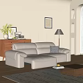 Modern Cozy Living Room Beige Leather L shaped Sofa and Coffee Table Set