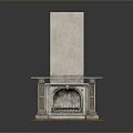 Traditional Stone Fireplace Interior Design With Mantel Firebox And Brick Base 3d model