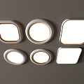 Stylish Modern Ceiling Lights Featuring Round Square Shapes And White Panels 3d model