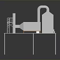 3D Industrial Equipment Model With Pipes Ladder And Metal Support Platform