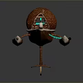 Unique Interstellar Spaceship Concept With Wooden Structure Orange Dome And Blue Propellers