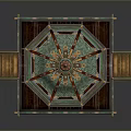 Traditional Chinese Pavilion Architecture With Ornate Green Tiles Golden Decor Stairs And Base
