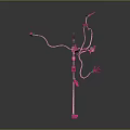 Pink Abstract Humanoid Game Movie Characters Composed Of Lines Blocks With Green Connection Points On Gradient Gray Black