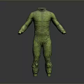 Green Crocodile Pattern Bodysuit With Long Sleeves And Full Length Design 3d model