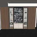 Modern Wine Cabinet Interior With Wooden Cabinetry Marble Accent And Glassware Display Shelves