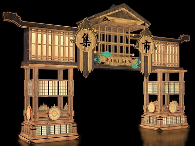 Traditional Chinese Wooden Memorial Archway With Classical Carvings And Decorative Plaques 3d model