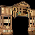 Traditional Chinese Wooden Memorial Archway With Classical Carvings And Decorative Plaques