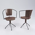Modern Minimalist Dining Chair With Walnut Wooden Seat And Black Metal Frame Design