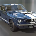 Classic Blue Two Door Sports Car With White Stripes GT350H And Black Wheels
