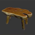 Natural Wood Rustic Stool Featuring Irregular Shape And Four Solid Wooden Legs 3d model