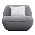 Modern Gray Single Sofa With White Patterned Cushion And Sleek Design 3d model