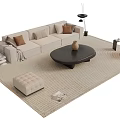 Modern Sofa Coffee Table Combination Decorations Ornaments Single Casual Chair Multi-person Sofa Side Carpet 3d model