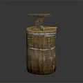 Rustic Iron Anvil Mounted On Old Wooden Barrel With Metal Hoops