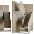 Modern Staircase Design With Wooden Steps And Sleek Metal Handrail Structure