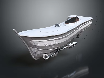 Classic Wooden Boat Featuring Curved Design Polished Wood Surface And Metallic Accents 3d model