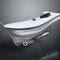 Classic Wooden Boat Featuring Curved Design Polished Wood Surface And Metallic Accents