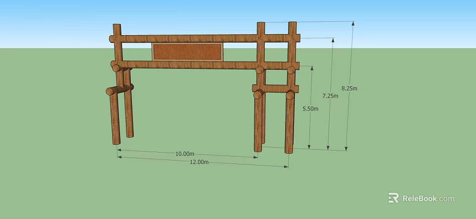 Wooden Memorial Archway Structure Featuring 10m Width And 8.25m Height 3d model 