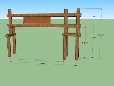 Wooden Memorial Archway Structure Featuring 10m Width And 8.25m Height 3d model