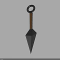 Ancient Weapon Design With Ring Top Wooden Handle And Black Conical Tip 3d model