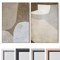 Abstract Paintings Featuring Neutral Tones Geometric Shapes And Black White Gray Wooden Frames