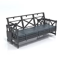 Outdoor Sofa with Wooden Cross Frame and Cushioned Seats Modern Minimalist Design for Outdoor Spaces