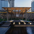 Modern Wooden Pergola With Lattice Screens And Warm Lighting Along Garden Pathway