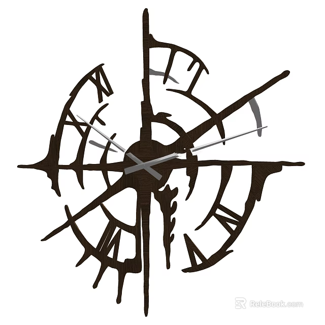 Modern Decorative Wall Clock With Roman Numerals And Artistic Design 3d model 