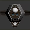 Gray And Brown Sci fi Mechanical Device With White Spherical Front Long Component And Grilles 3d model