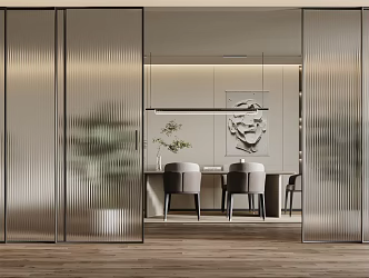 Modern sliding door folding door glass door Changhong glass door 3d model