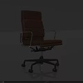 Ergonomic Brown Leather Office Chair With Modern Metal Frame And Swivel Wheels