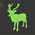 Detailed Realistic Reindeer Sculpture With Large Antlers Standing On Dark Shiny Background