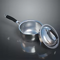 Silver Metal Cooking Pot With Lid And Heat Resistant Handle For Home Kitchen