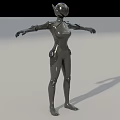Game Movie Character In Black Tight Armor With Helmet Extended Arms Sci Fi