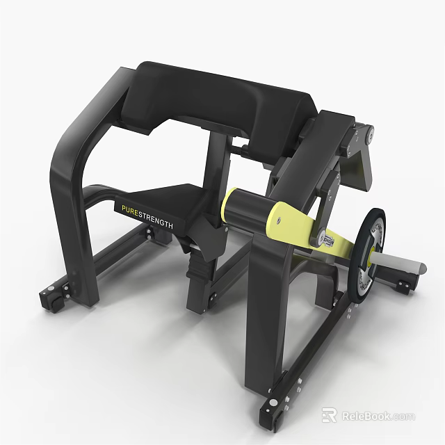 Professional Leg Press Fitness Equipment With Black Frame And Yellow Components For Gym Training 3d model 