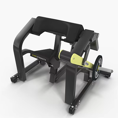 Professional Leg Press Fitness Equipment With Black Frame And Yellow Components For Gym Training 3d model
