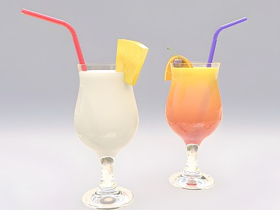 Beverage wine glass juice straw glass 3d model