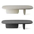 Modern Black Coffee Table With Oval Top And Unique Block Legs Design 3d model