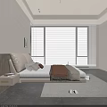 Modern Light Colored Double Bed With Upholstered Headboard Throw Blanket Nightstand And Bright Room Blinds