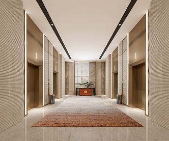 Modern Elevator Hall Hotel Elevator Hall 3d model